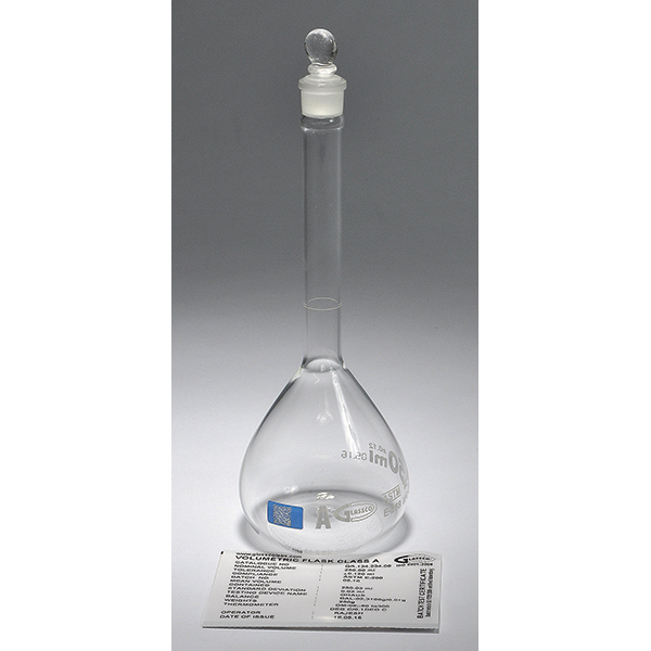 Volumetric Flasks, Class A, with Glass Stopper, Batch Certified, QR